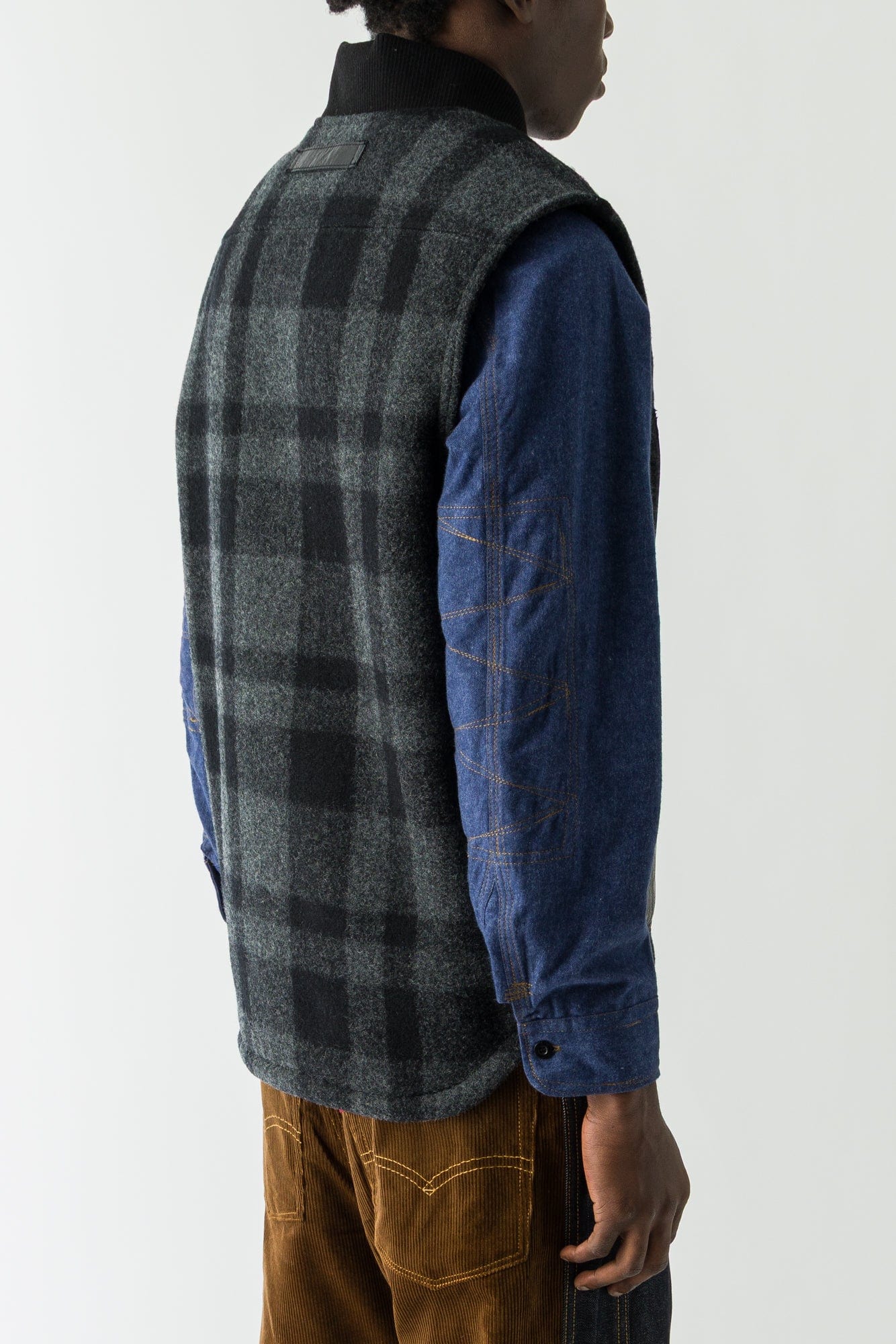 Junya Watanabe MAN Combination Vest in Grey and Black back