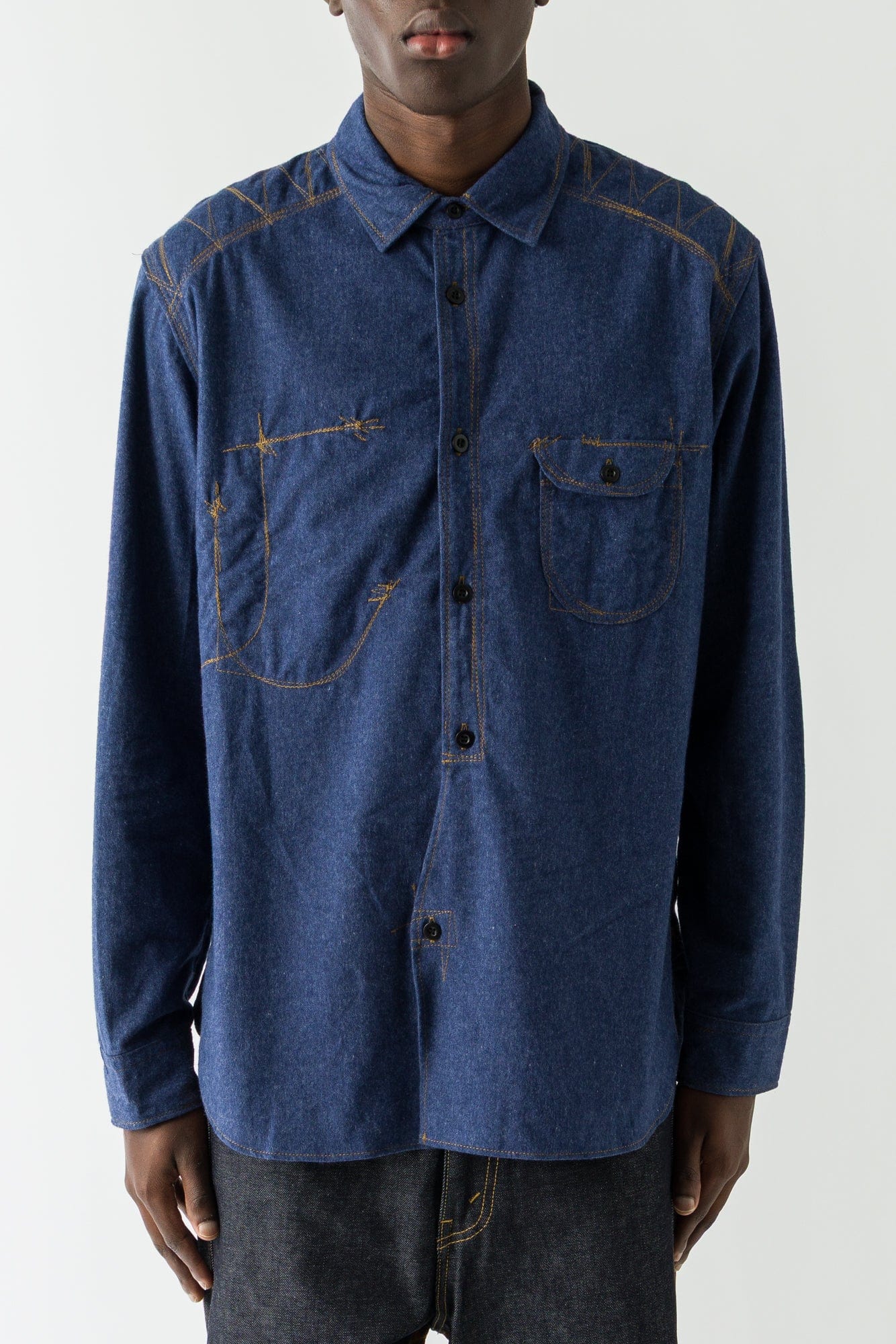Junya Watanabe MAN Patchwork Outershirt in Navy