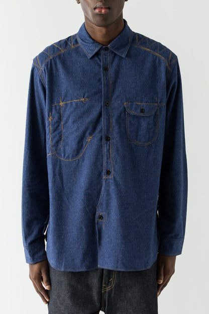 Junya Watanabe MAN Patchwork Outershirt in Navy