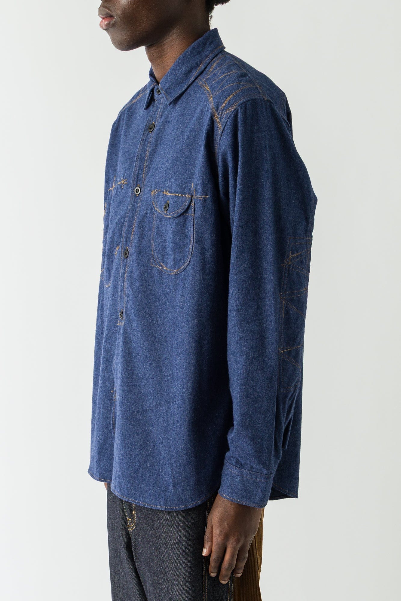 Junya Watanabe MAN Patchwork Outershirt in Navy