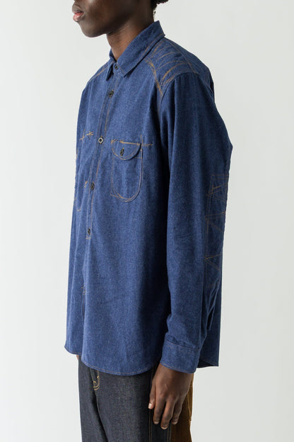 Junya Watanabe MAN Patchwork Outershirt in Navy side