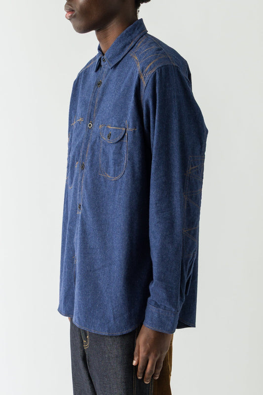 Junya Watanabe MAN Patchwork Outershirt in Navy side