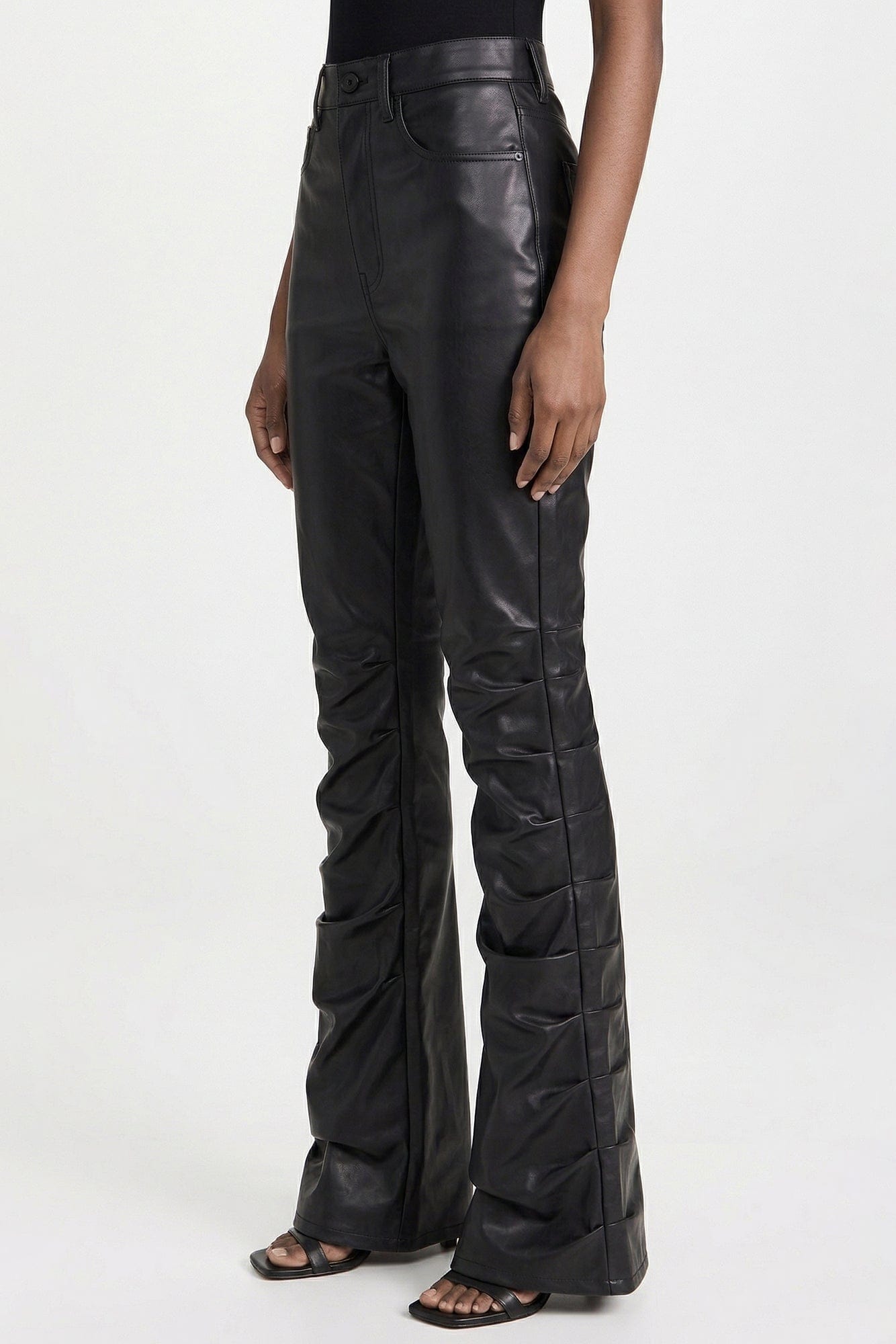 Junya Watanabe Staggered Flare Jeans in Black