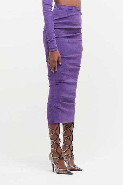 LaQuan Smith Leather Skirt in Grape side