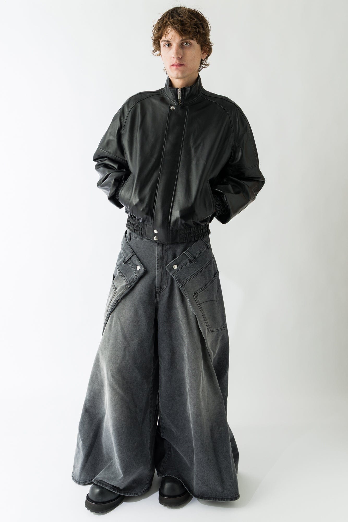 Lu'u Dan Blouson Leather Jacket in Black full look