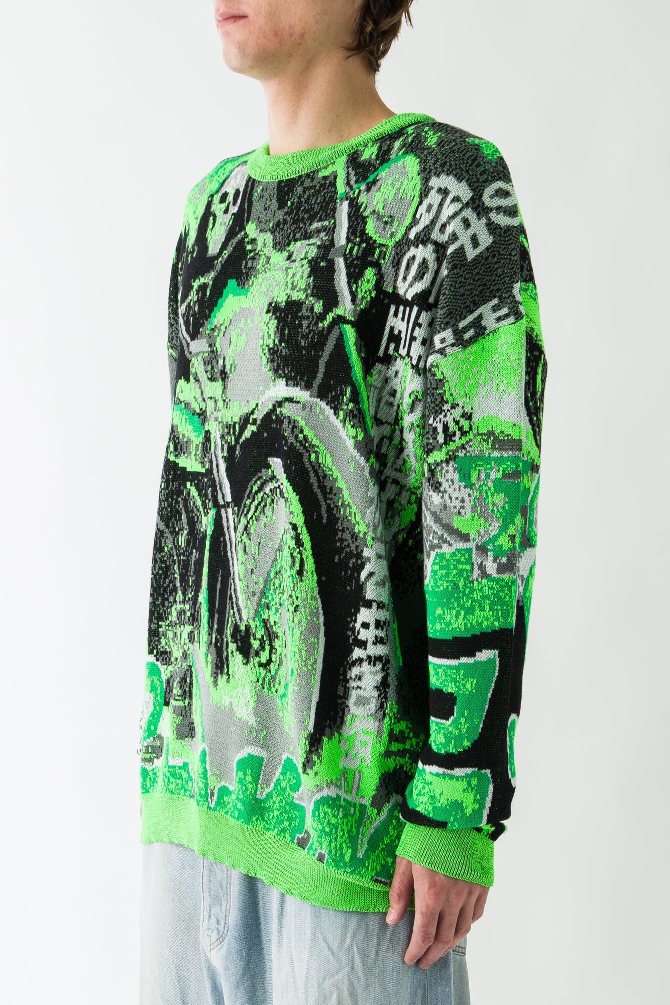 Lu'u Dan Misfit Jacquard Jumper in Acid Green