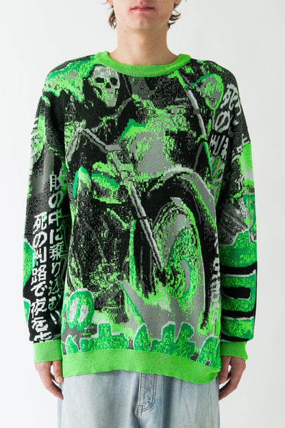 Lu'u Dan Misfit Jacquard Jumper in Acid Green
