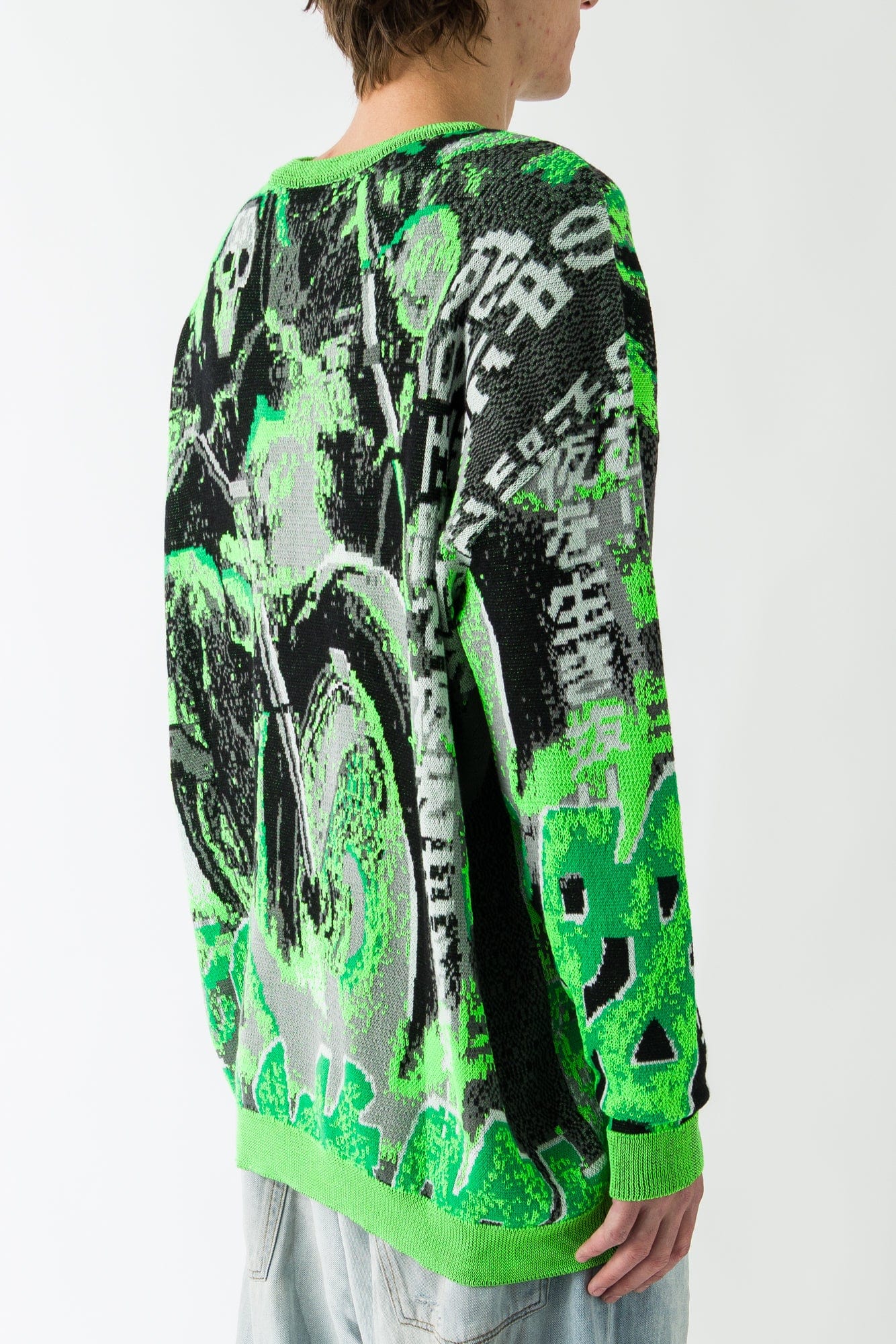 Lu'u Dan Misfit Jacquard Jumper in Acid Green