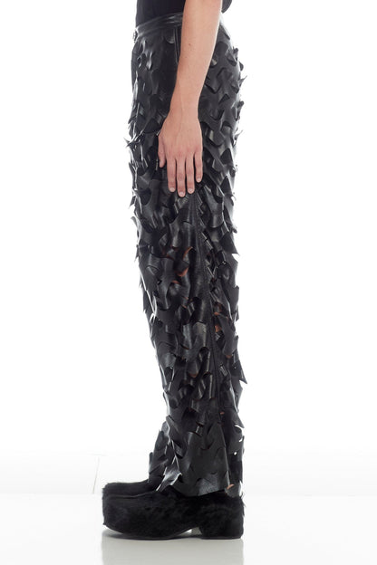 Lu'u Dan Laser Cut Wide Leg Pant in Black side