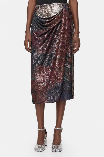 Maison Margiela Sequins Draped Maxi Skirt