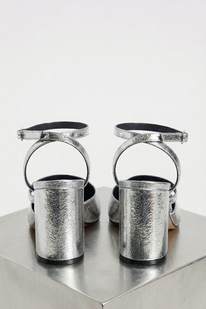 Maison Margiela Tabi Sandal Pump in Silver back