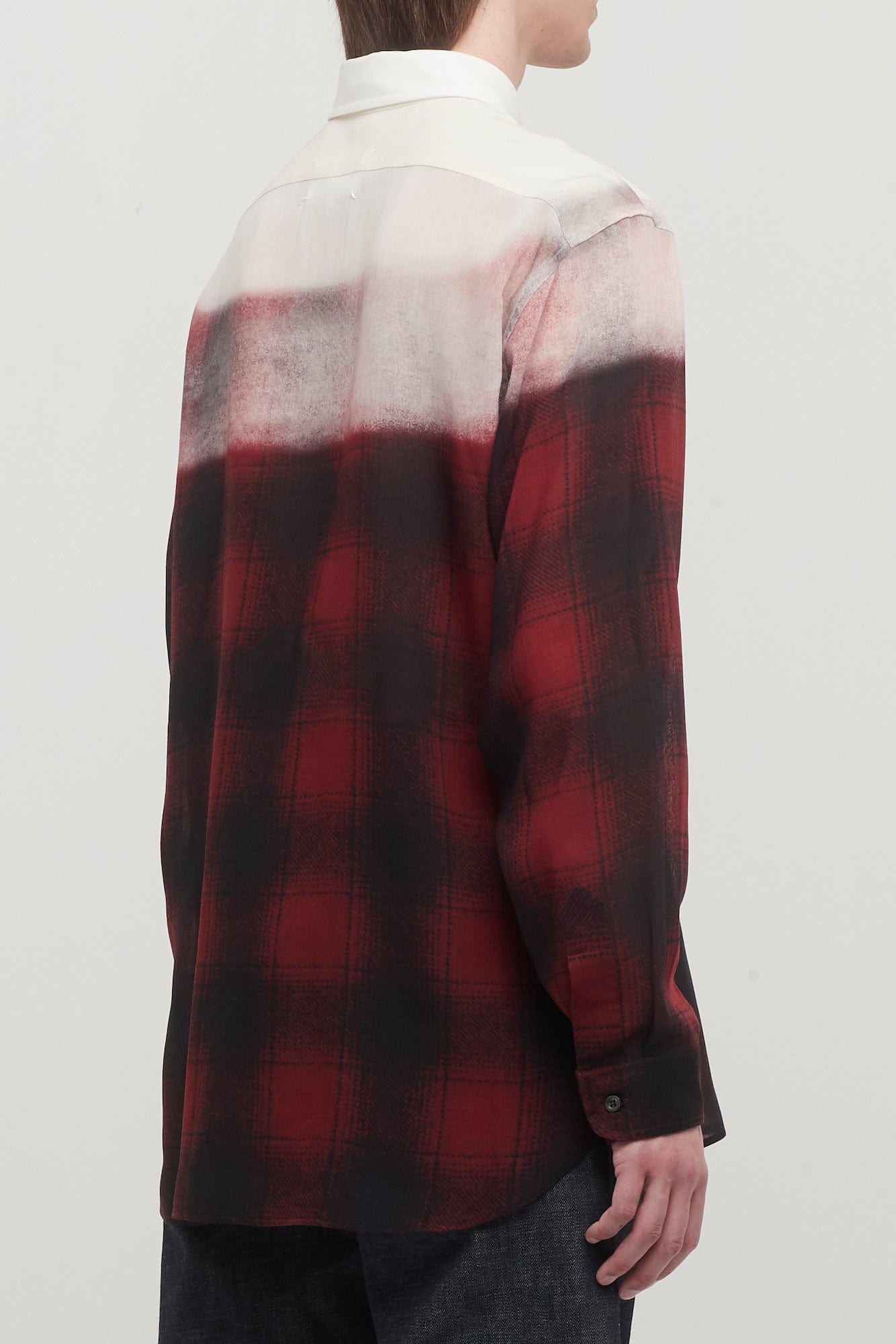 Maison Margiela Long-Sleeved Degrade Plaid Shirt back