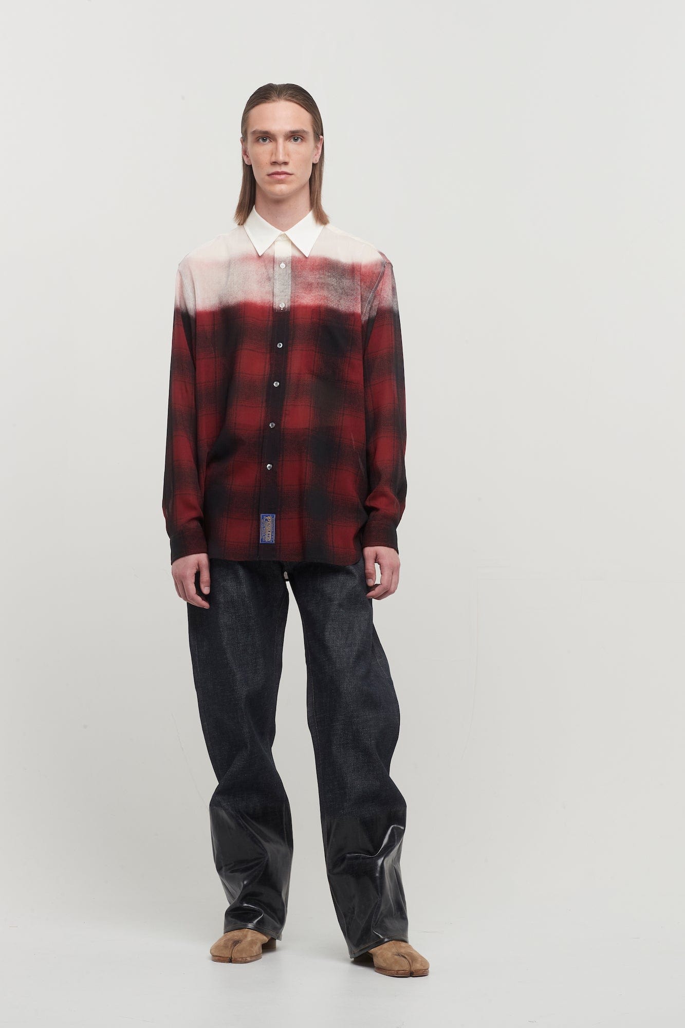 Maison Margiela Long-Sleeved Degrade Plaid Shirt full look