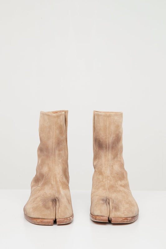 Maison Margiela Tabi Ankle Boots in Distressed Suede front