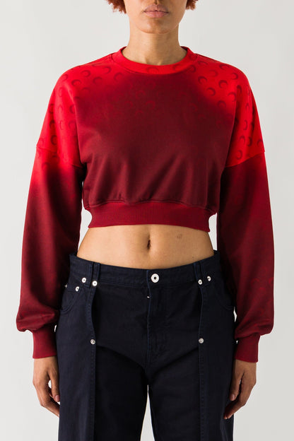 Marine Serre Moon Faded Fleece Cropped Sweatshirt