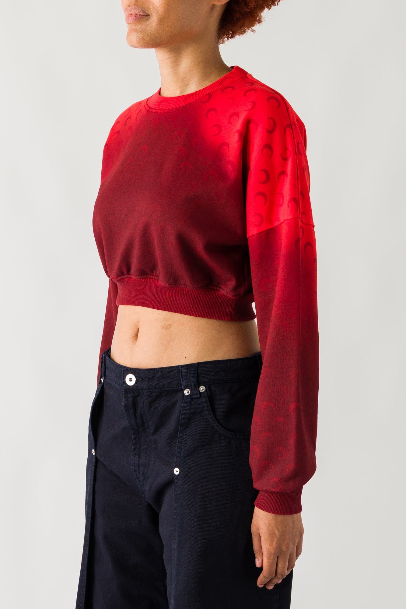 Marine Serre Moon Faded Fleece Cropped Sweatshirt side