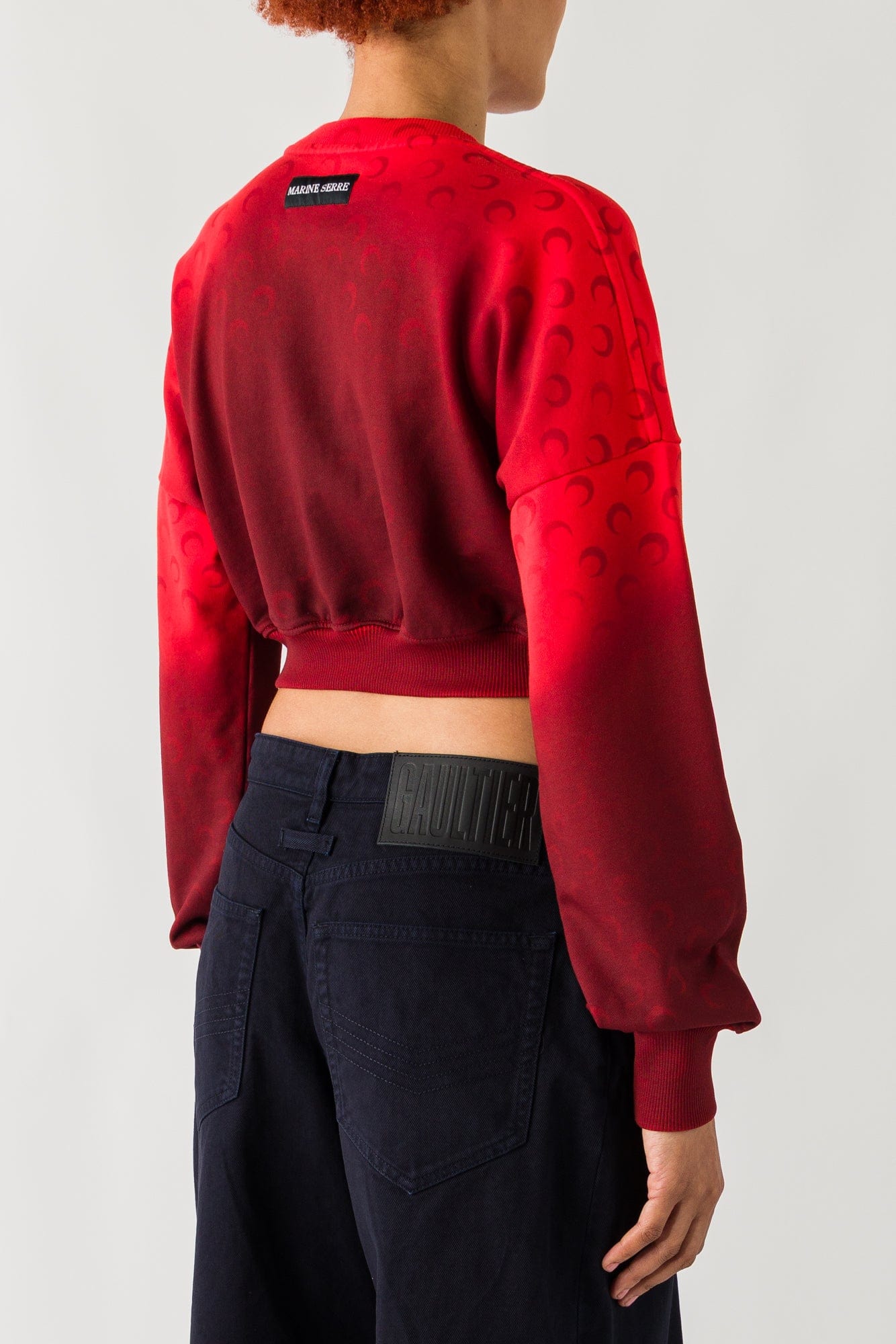 Marine Serre Moon Faded Fleece Cropped Sweatshirt