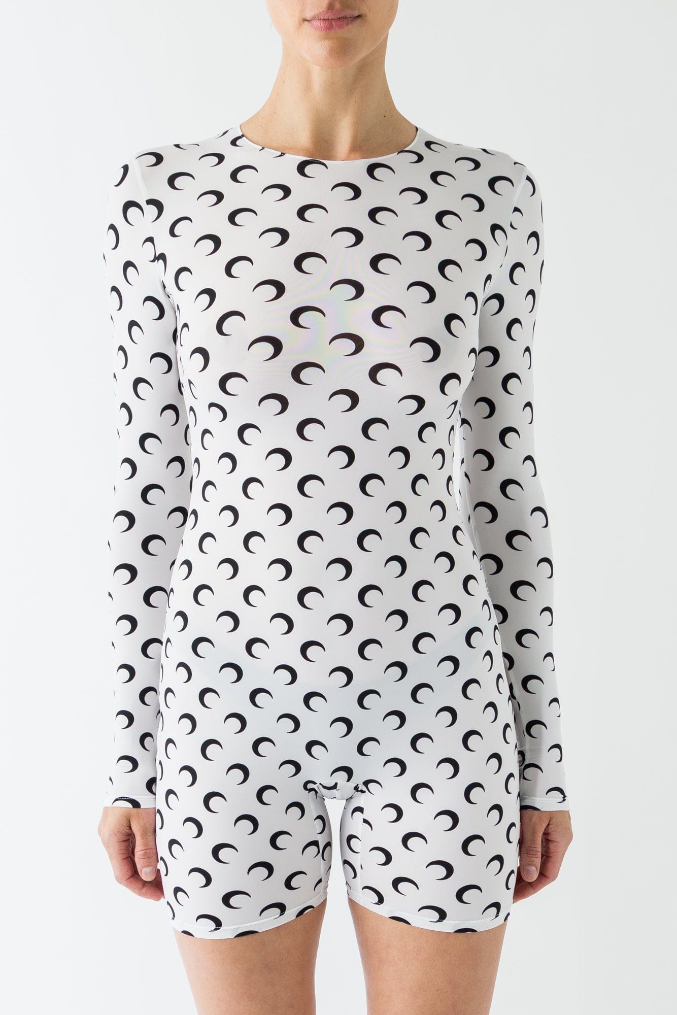 Marine Serre Moon Jersey Catsuit in Optical White