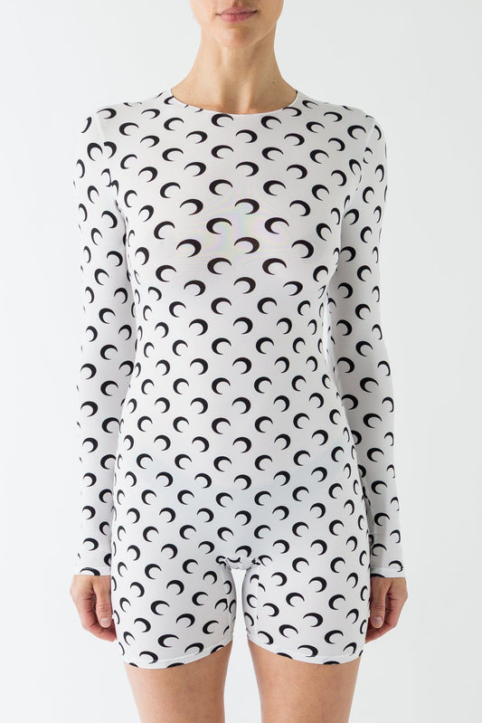 Marine Serre Moon Jersey Catsuit in Optical White