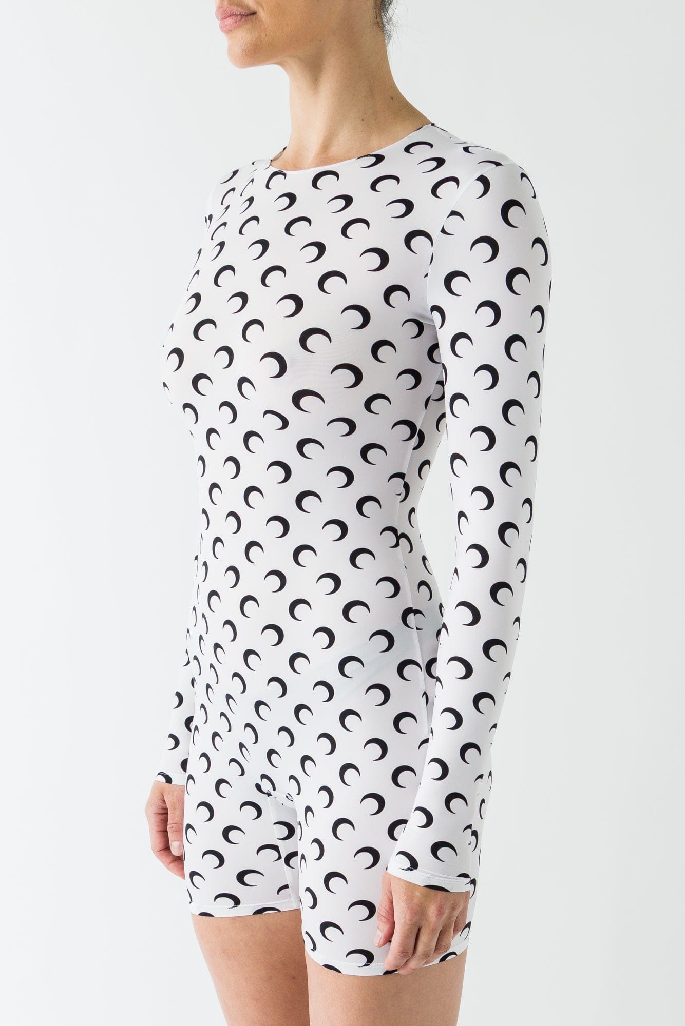 Marine Serre Moon Jersey Catsuit in Optical White