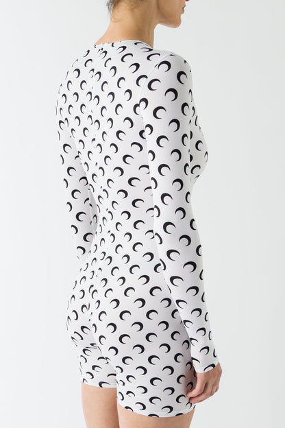 Marine Serre Moon Jersey Catsuit in Optical White back