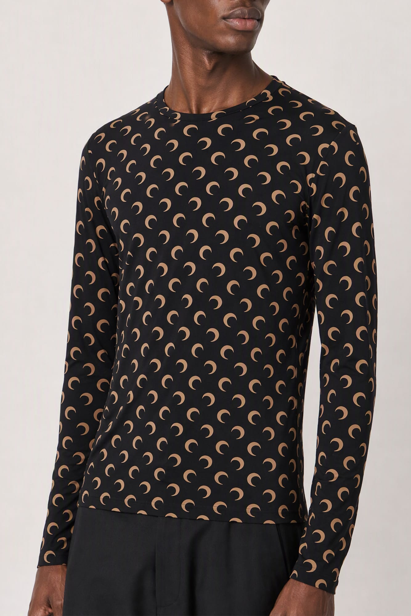 Marine Serre Moon Printed Jersey LS Crewneck Top