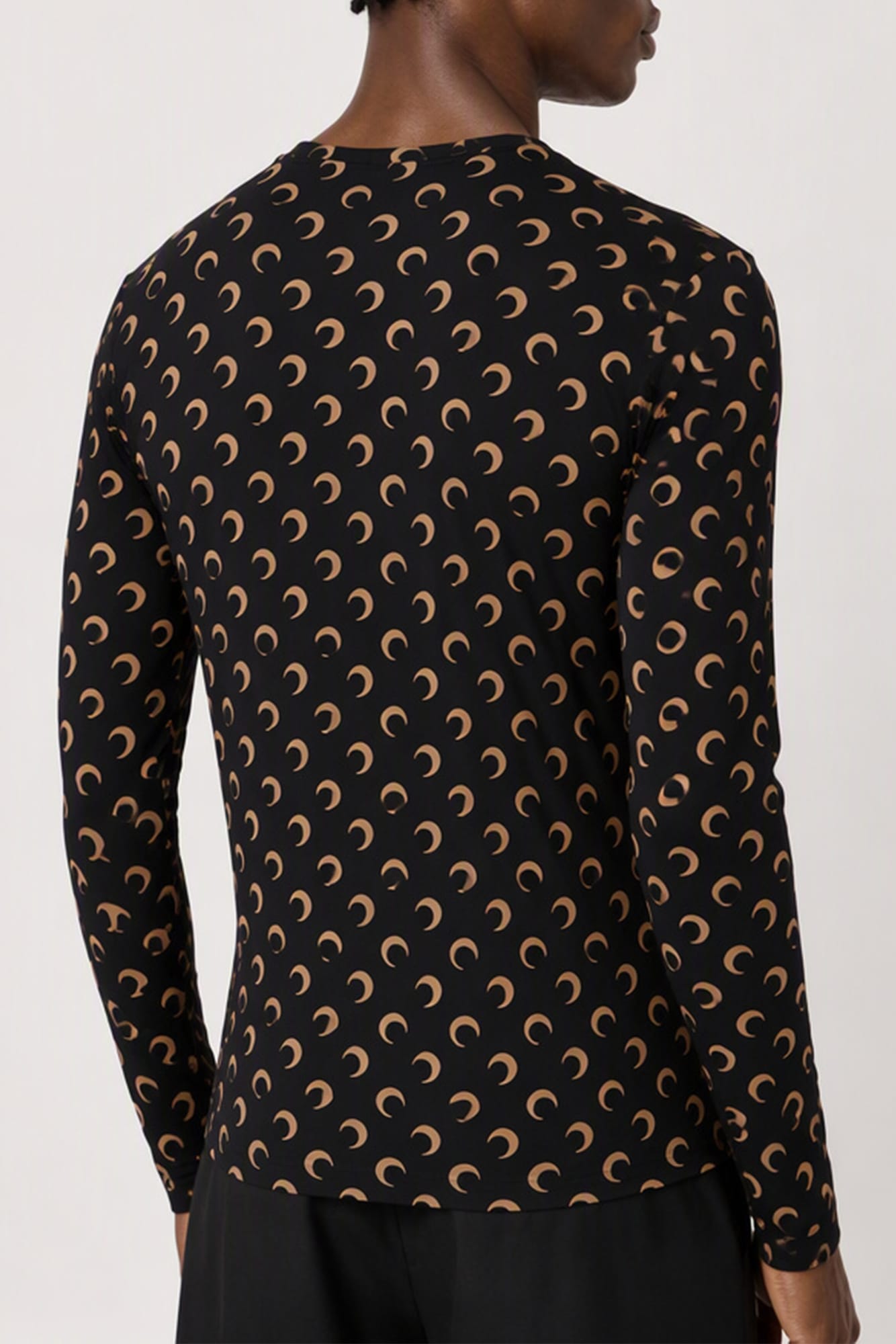 Marine Serre Moon Printed Jersey LS Crewneck Top