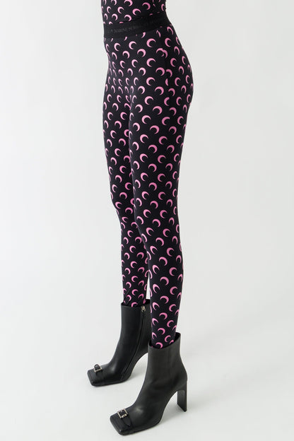 Marine Serre Moon Printed Jersey Leggings in Black/Pink FW25 side