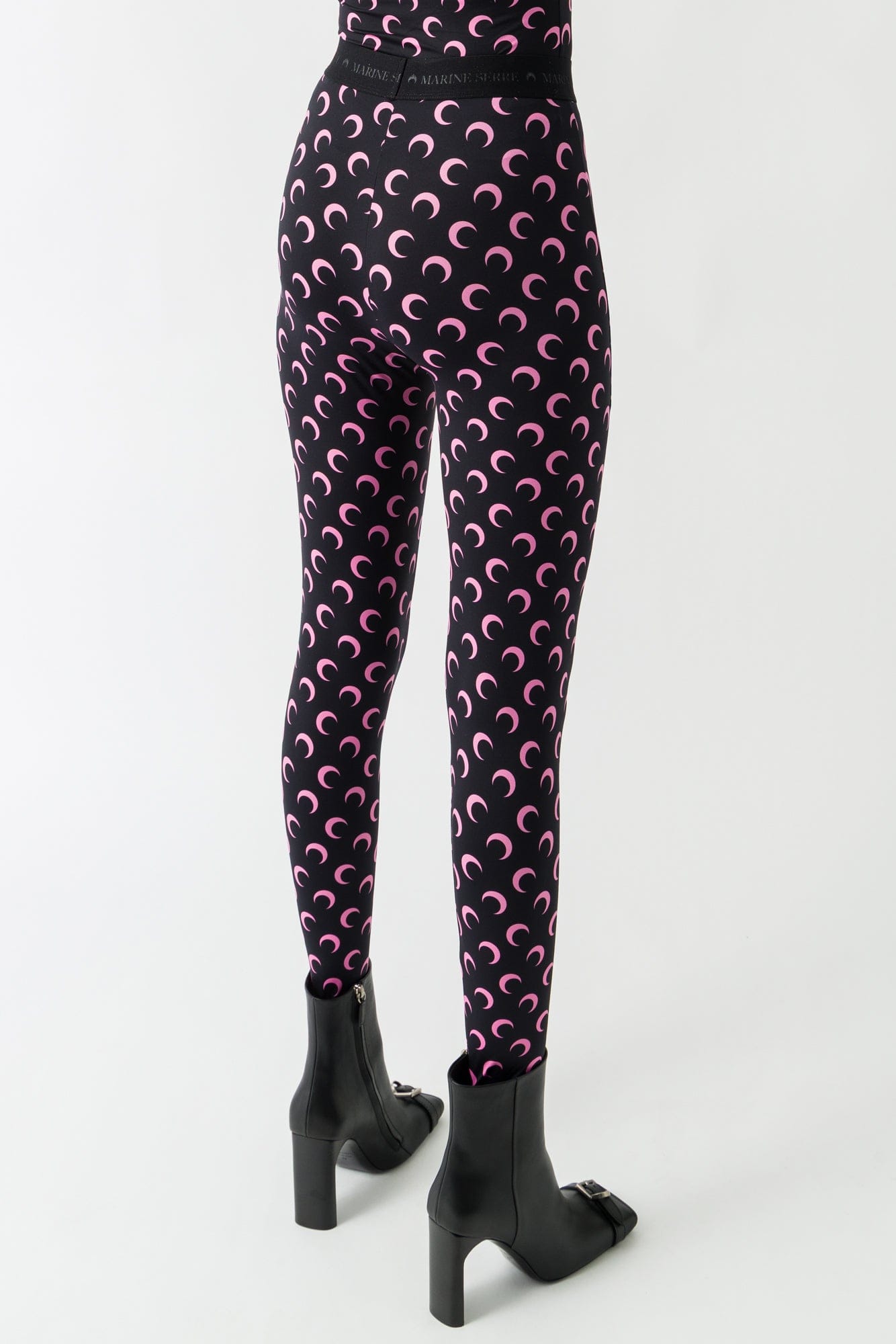 Marine Serre Moon Printed Jersey Leggings in Black/Pink FW25
