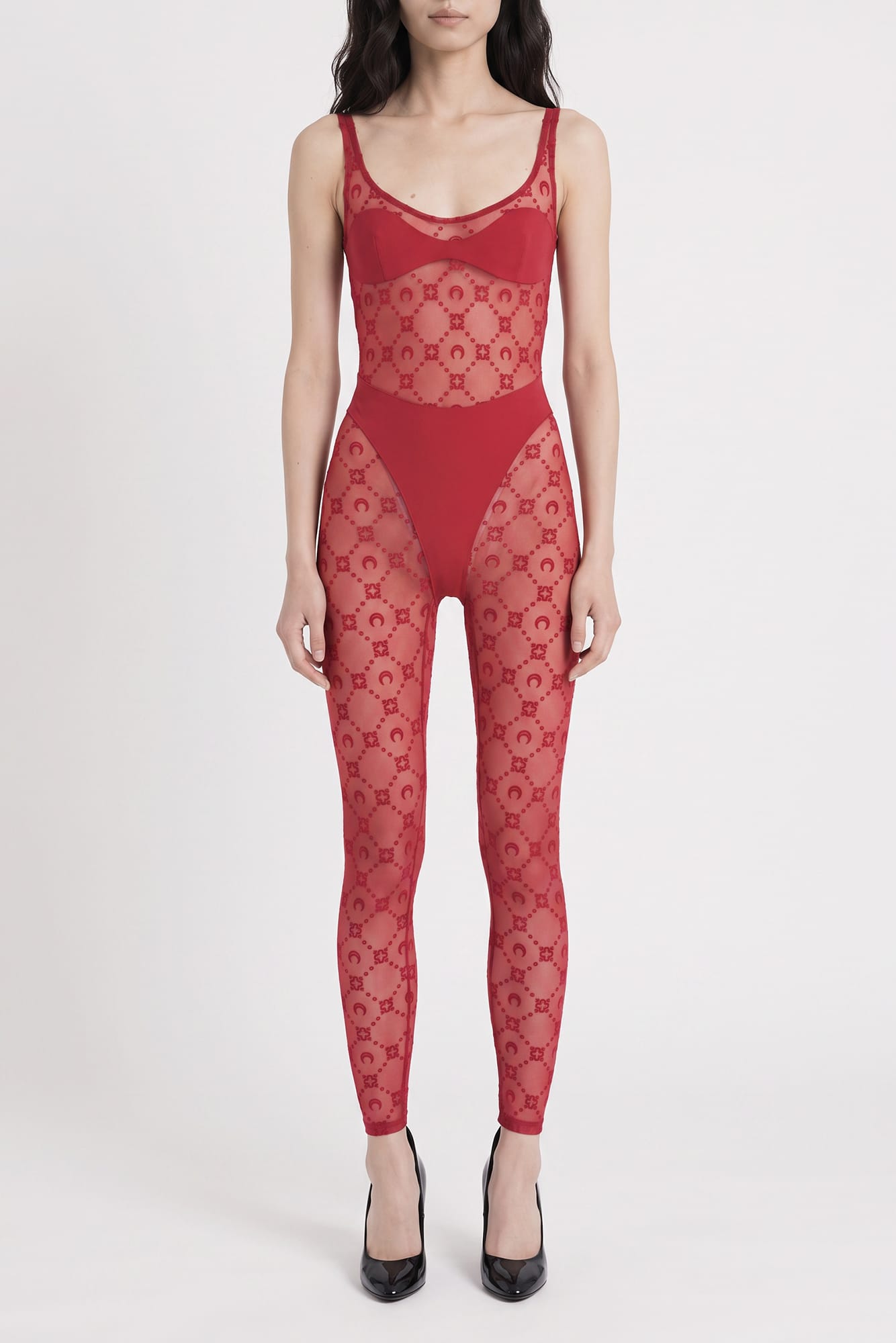 Marine Serre Moonogram Mesh Flock Catsuit