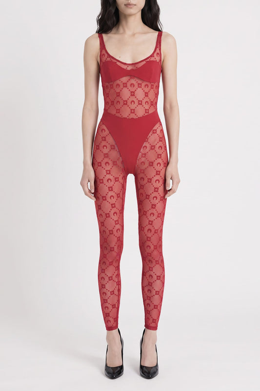 Marine Serre Moonogram Mesh Flock Catsuit