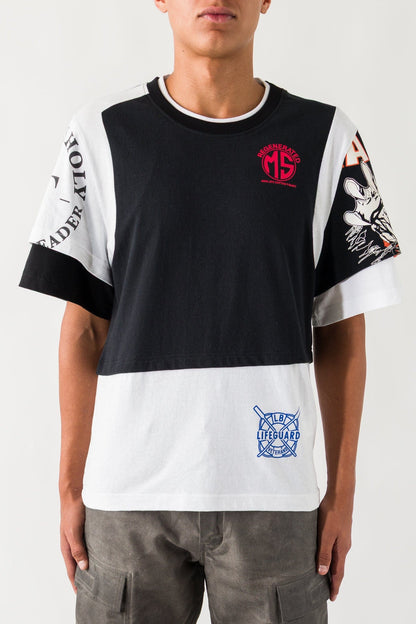 Marine Serre Regenerated Graphic Jersey Layered T-Shirt in White/Black