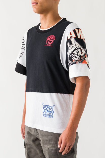 Marine Serre Regenerated Graphic Jersey Layered T-Shirt in White/Black side
