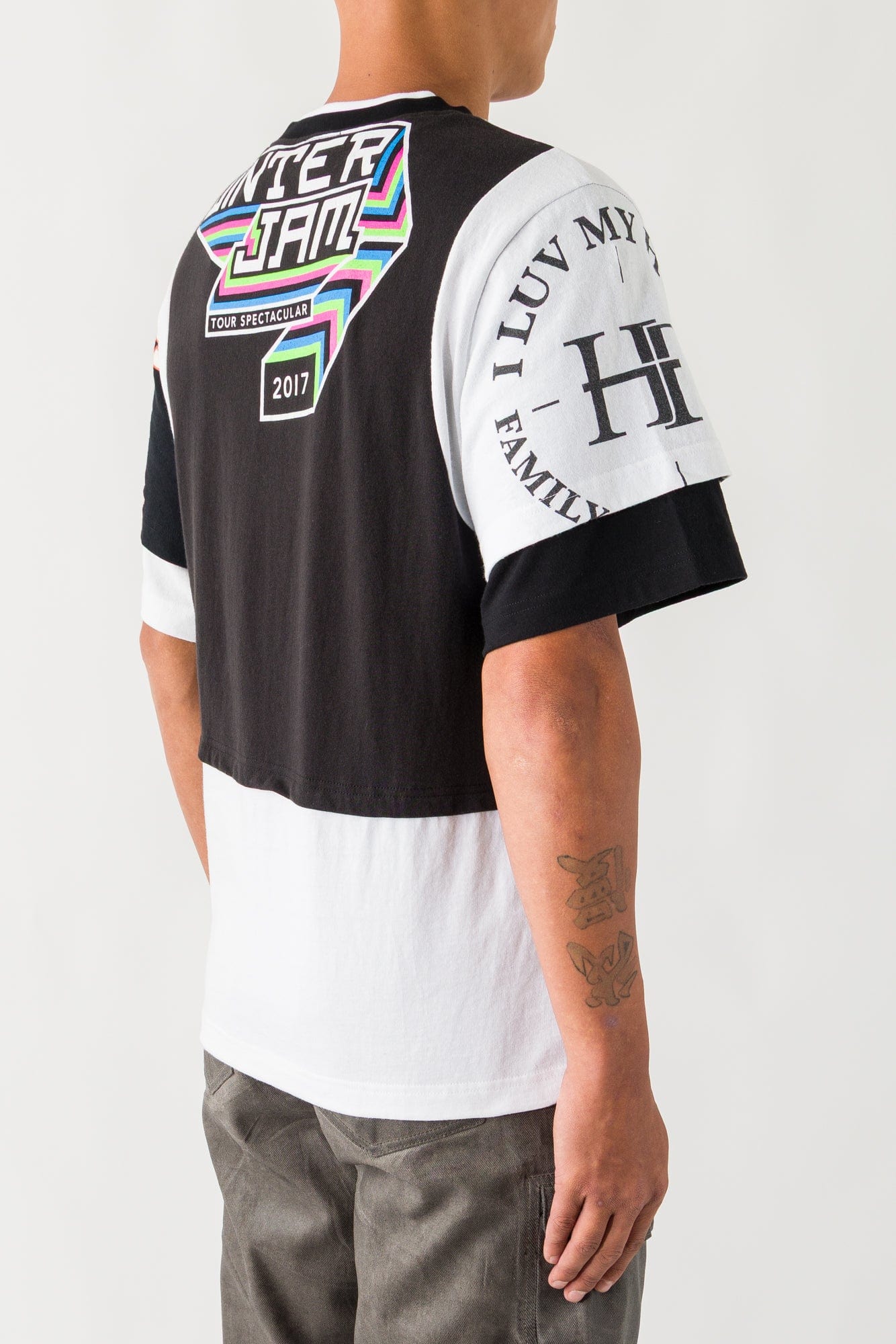 Marine Serre Regenerated Graphic Jersey Layered T-Shirt in White/Black