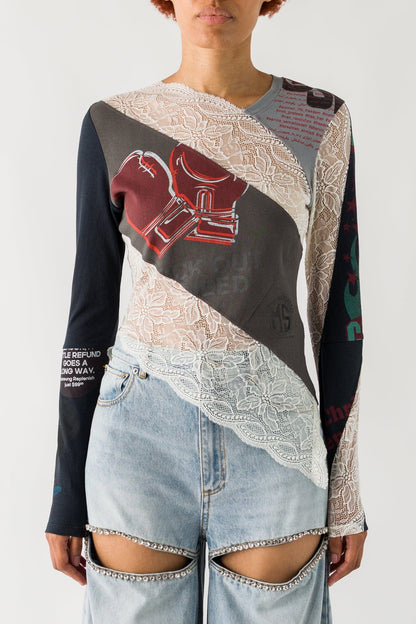 Marine Serre Regenerated T-Shirts and Lace Twisted Top