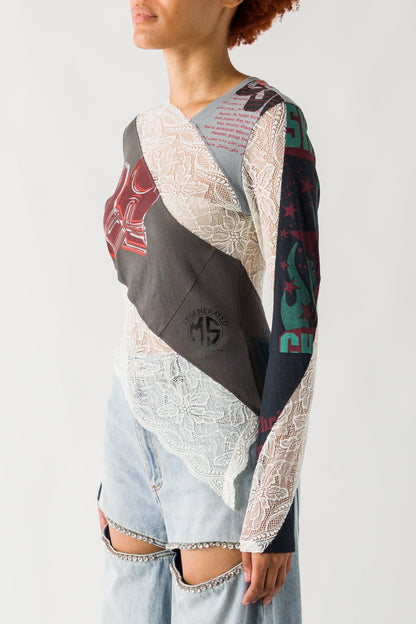 Marine Serre Regenerated T-Shirts and Lace Twisted Top side