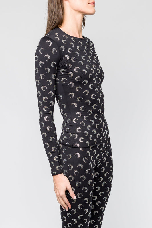 Marine Serre Rhinestoned Moon Jersey Second Skin Crewneck Top side