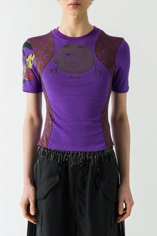 Marine Serre Regenerated Graphic Jersey Baby T in Aubergine FW25