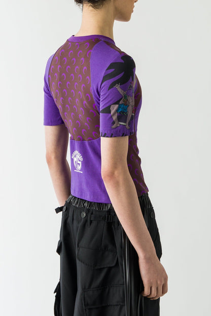 Marine Serre Regenerated Graphic Jersey Baby T in Aubergine FW25 back