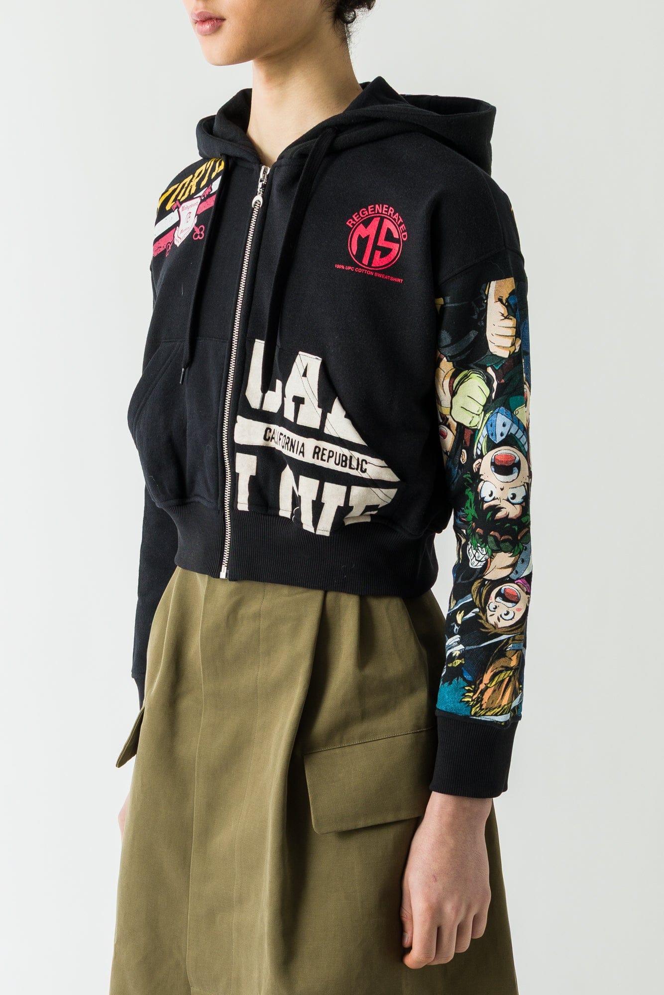 Marine Serre Regenerated Graphic Jersey Cropped Zipped Hoodie FW25