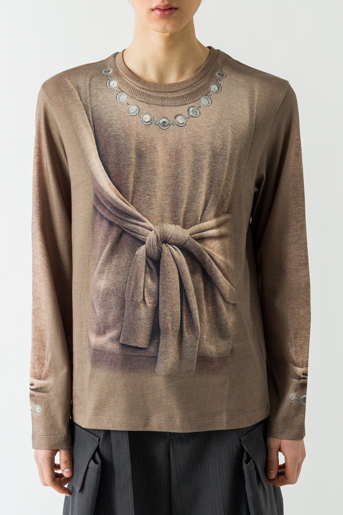 Marine Serre Trompe-L'oeil Knit Jersey Longsleeve T-Shirt FW25