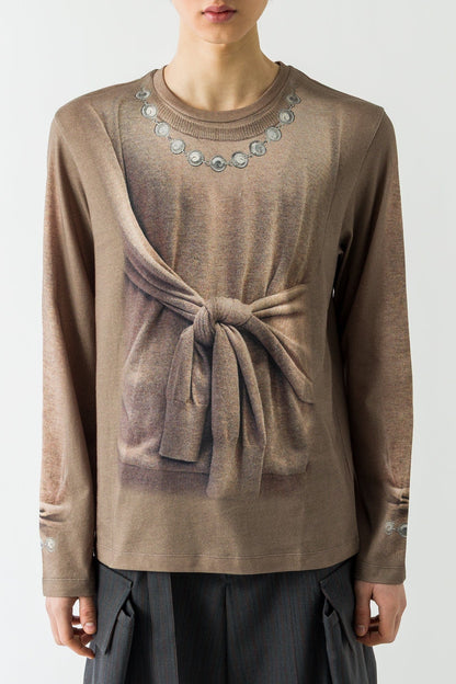 Marine Serre Trompe-L'oeil Knit Jersey Longsleeve T-Shirt FW25