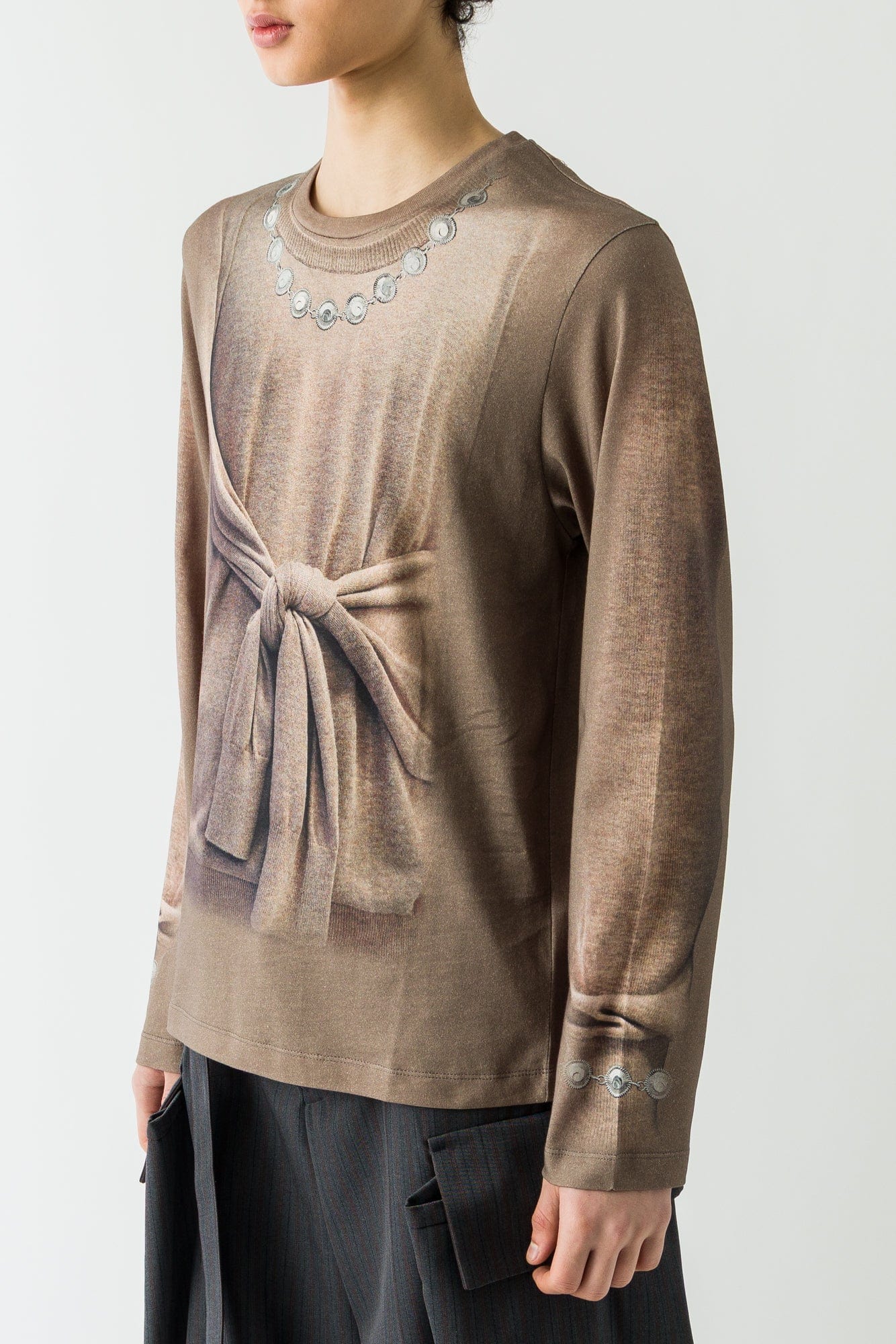 Marine Serre Trompe-L'oeil Knit Jersey Longsleeve T-Shirt FW25