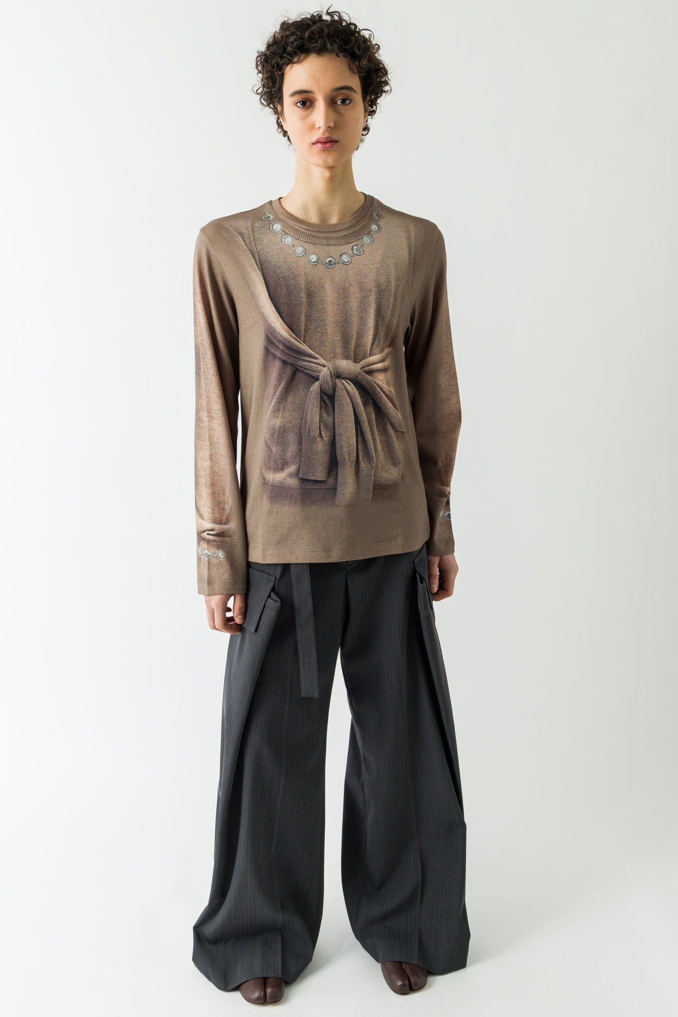 Marine Serre Trompe-L'oeil Knit Jersey Longsleeve T-Shirt FW25