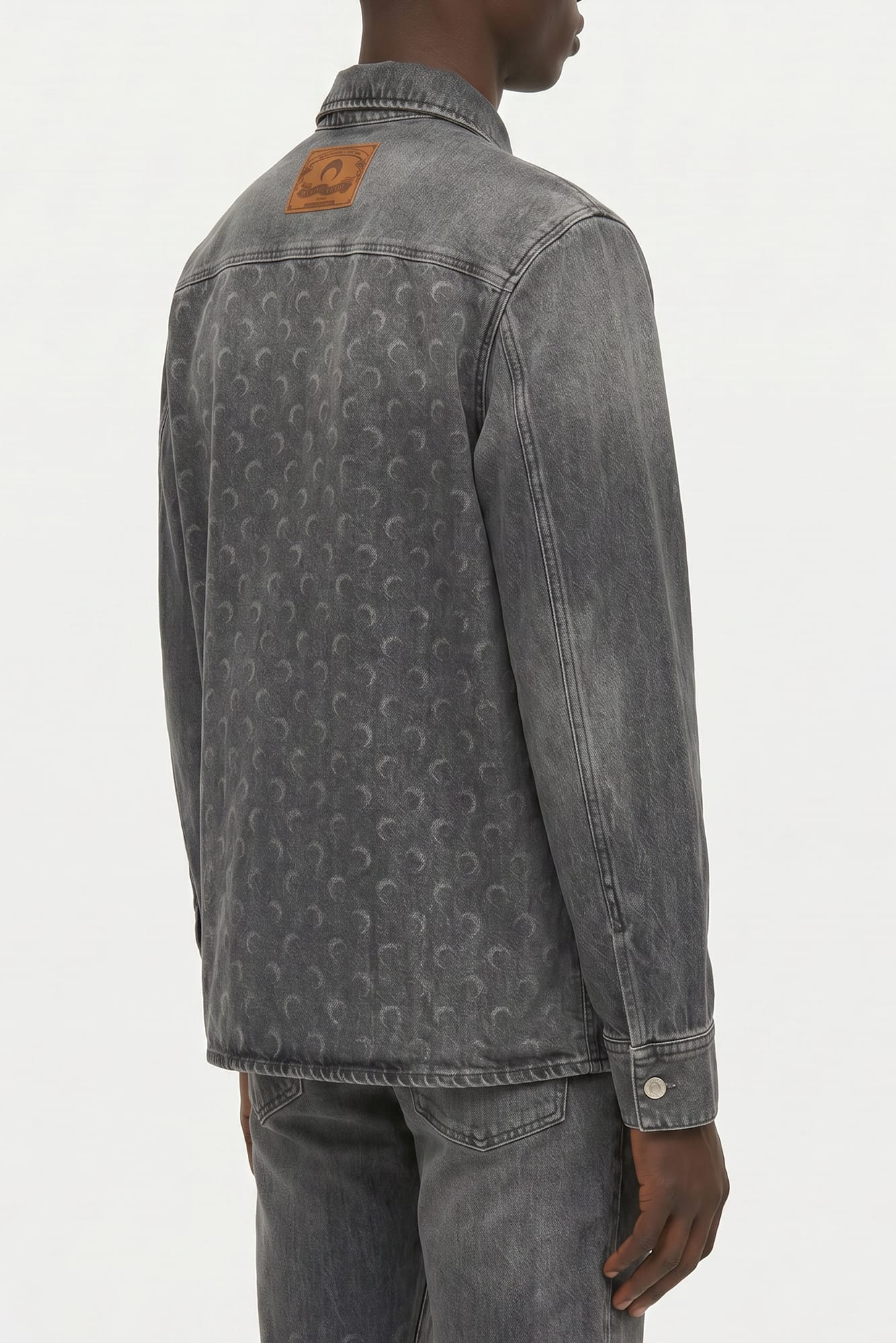 Marine Serre Moon Laser Grey Wash Denim Longsleeve Shirt FW25
