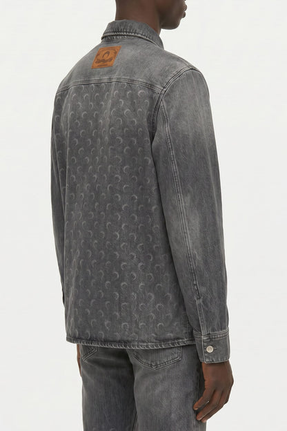Marine Serre Moon Laser Grey Wash Denim Longsleeve Shirt FW25 back