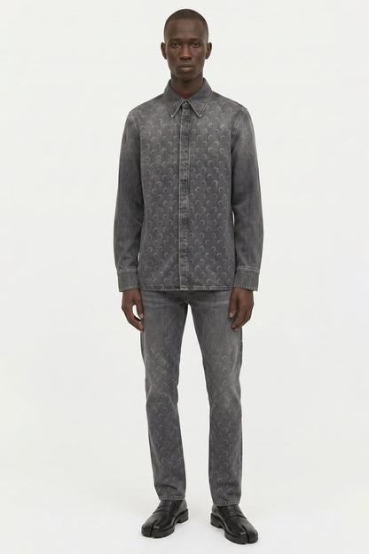 Marine Serre Moon Laser Grey Wash Denim Longsleeve Shirt FW25 full look