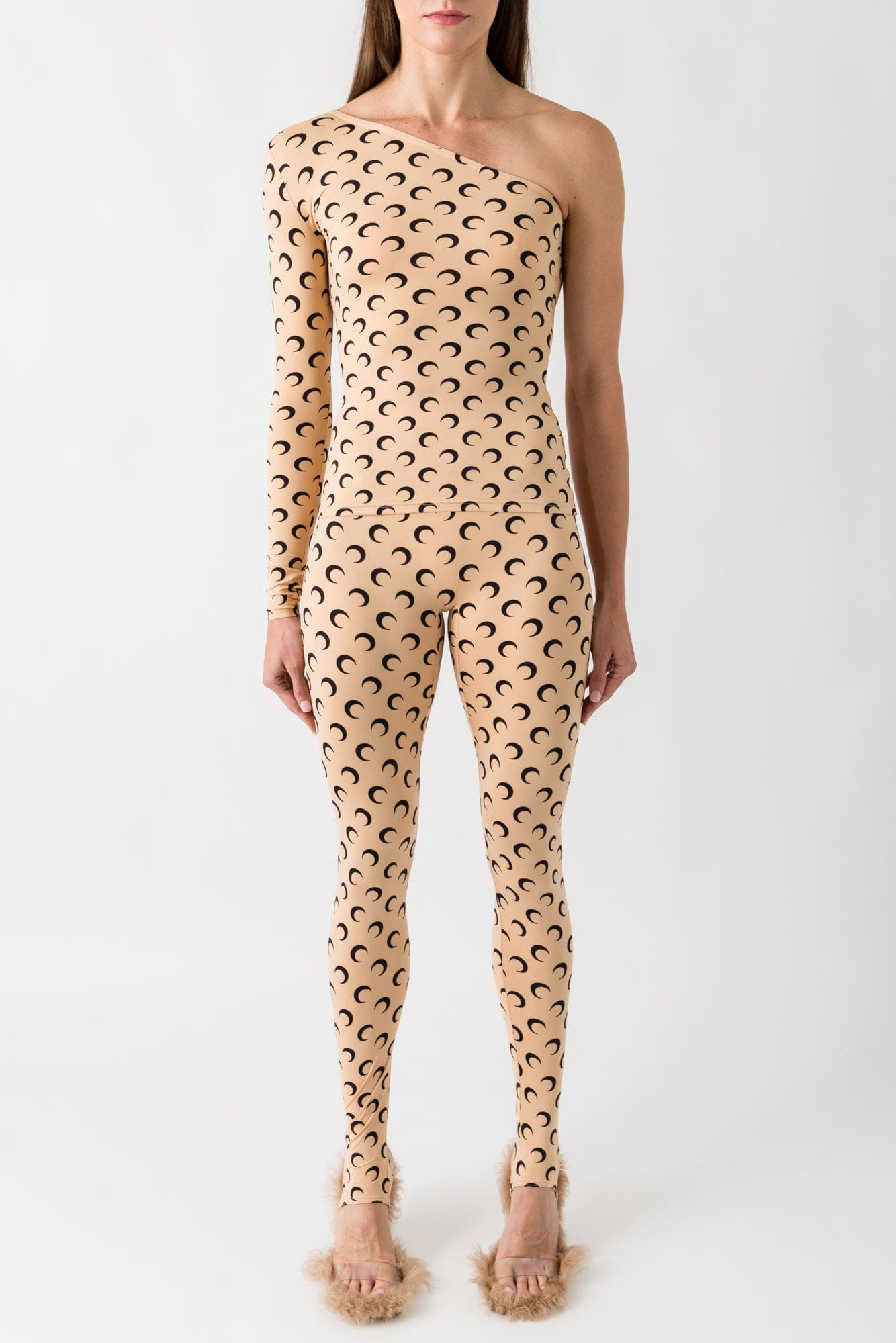 Marine Serre Recycled Moon Jersey SS Asymmetric Top