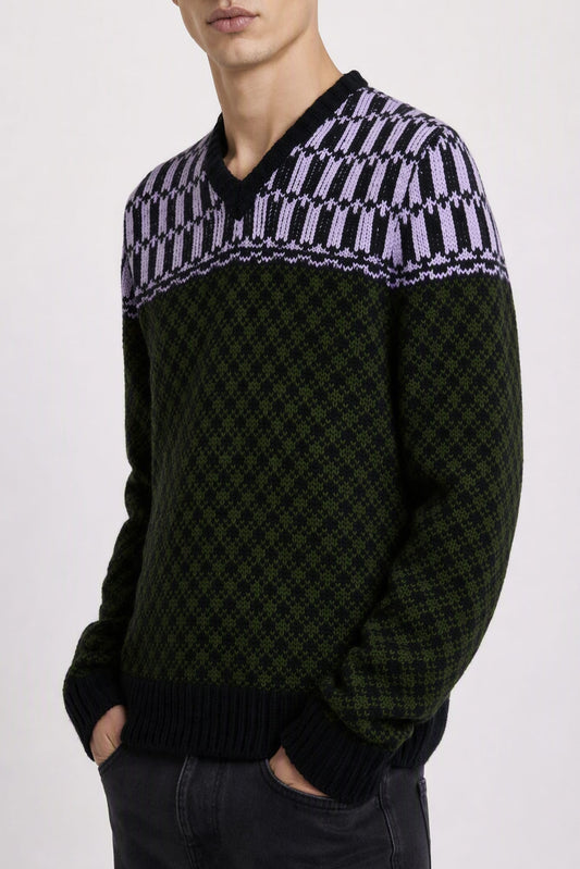 Marni Mixed Pattern V-Neck Sweater side