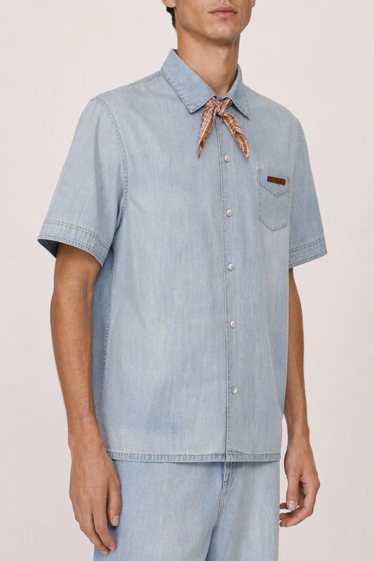Marni Short Sleeve Blue Button Down SS26 side